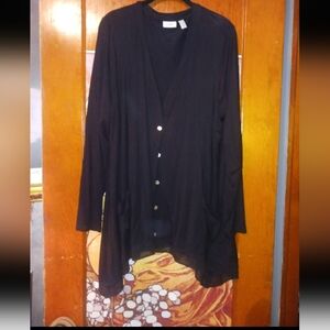 Black Button-Up Cardigan Logo Xl